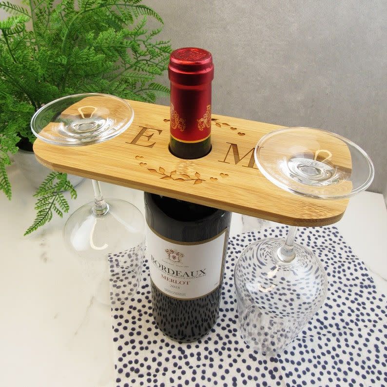 Personalized Wine Bottle and Glass Butler