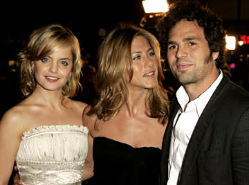 Mena Suvari , Jennifer Aniston and Mark Ruffalo at the LA premiere of Warner Bros.' Rumor Has It...