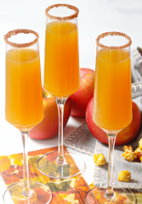 <p>A Southern Soul</p><p>This two-ingredient drink is crisp and light with just the right amount of sweetness.</p><p><strong>Get the recipe: <a href="https://www.asouthernsoul.com/apple-cider-mimosas/" rel="nofollow noopener" target="_blank" data-ylk="slk:Apple Cider Mimosas;elm:context_link;itc:0;sec:content-canvas" class="link rapid-noclick-resp">Apple Cider Mimosas</a></strong></p>