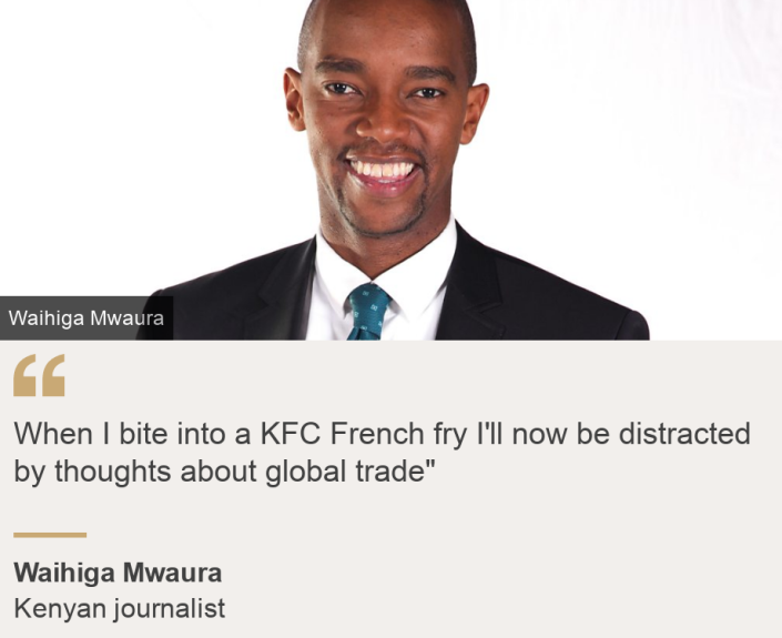 &quot;When I bite into a KFC French fry I&#39;ll now be distracted by thoughts about global trade&quot;&quot;, Source: Waihiga Mwaura, Source description: Kenyan journalist, Image: Waihiga Mwaura 