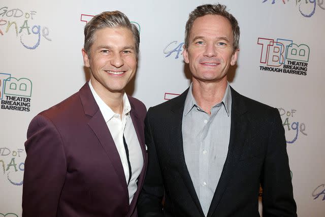 <p>Bruce Glikas/Getty</p> David Burtka and Neil Patrick Harrs pose at the opening night of Theater Breaking through Barriers production of "God of Carnage" at Theater Five at Theater Row on April 27, 2023.