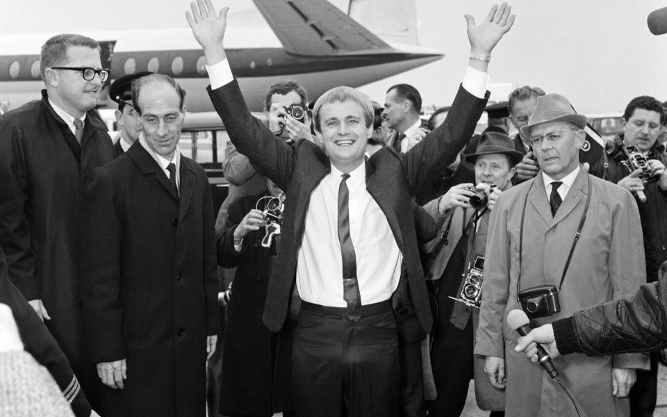 McCallum, during the heyday of his time playing secret agent Illya Kuryakin in The Man from UNCLE, arriving at London Airport in 1966