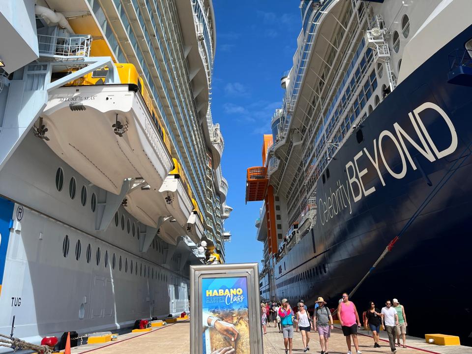 Cruise docked in its terminal.