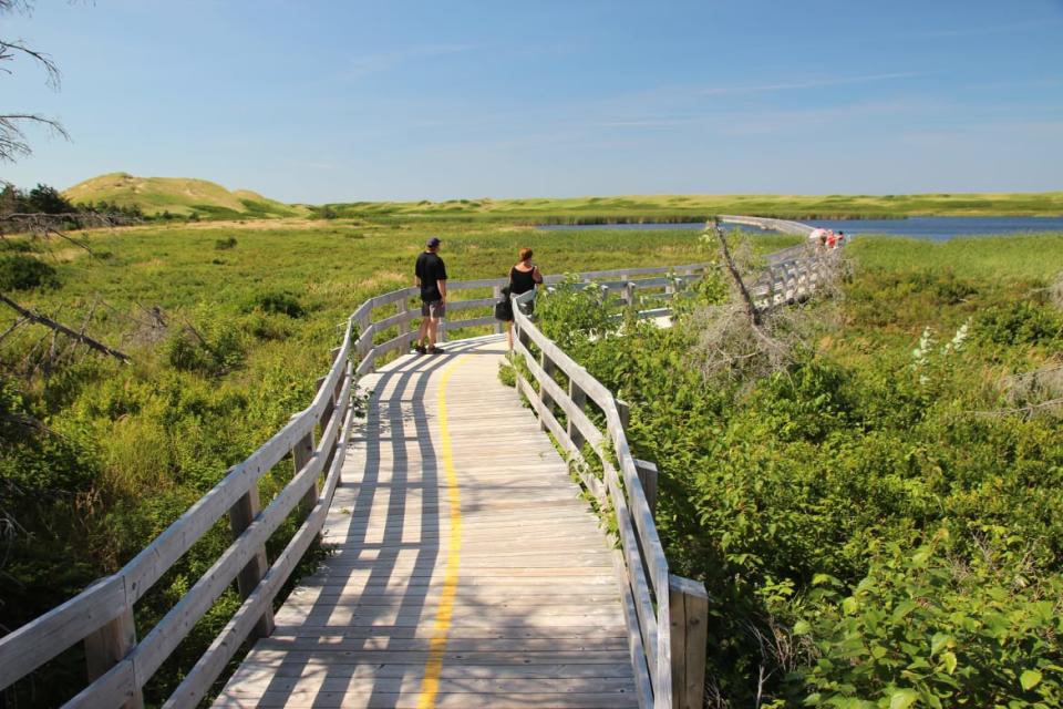 <div class="inline-image__caption"><p>People walk down the boardwalk at PEI National Park.</p></div> <div class="inline-image__credit">Russel Crosby</div>