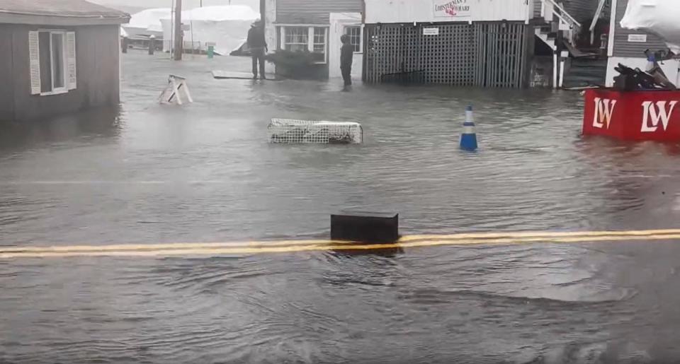 PHOTO: Flooded streets are shown in East Boothbay, Maine, on Jan. 13, 2024. (Linnea Stanley)