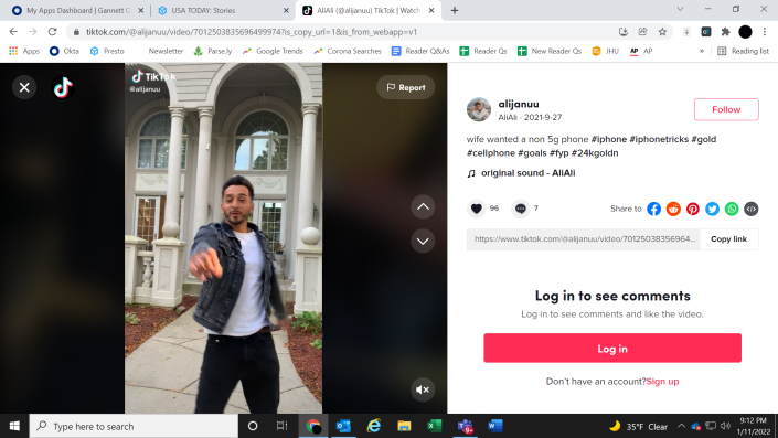 Akbar Ali Syed wrote that his wife wanted a new phone in a TikTok post Sept. 27, 2021, recorded from outside his Illinois home.