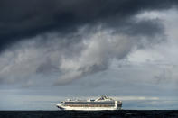 FILE - In this Sunday, March 8, 2020 file photo, the Grand Princess maintains a holding pattern about 30 miles off the coast of San Francisco, carrying multiple people who have tested positive for the coronavirus. On Friday, Oct. 30, 2020, U.S. federal health officials issued new rules that will enable large cruise ships to start sailing again in U.S. waters, though not immediately. (AP Photo/Noah Berger)