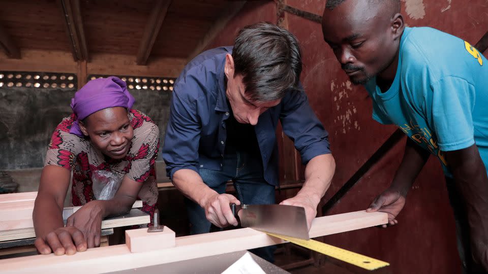 Giacomo Moor’s furniture can be built on-site using wooden pieces that locals can cut themselves. Assembly requires only a few basic tools — a chisel, a carpenter’s square and a pencil. - Simon Onyango