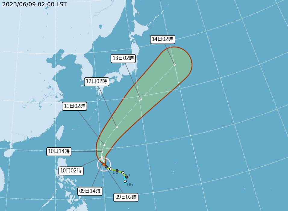 今年第3號颱風「谷超」已增強為中颱，但對台灣天氣沒有影響。（圖／中央氣象局）