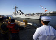 The U.S. guided-missile destroyer USS Milius (DDG69) arrives to join Forward Deployed Naval Forces at the U.S. naval base in Yokosuka, Japan May 22, 2018. REUTERS/Issei Kato