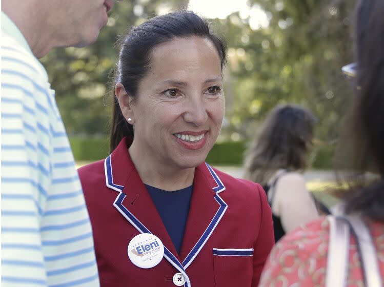In this photo taken Friday, June 1, 2018, is California Lt. Gov. candidate Eleni Kounalakis, at a get out to vote rally in Sacramento, Calif. Kounalakis is running against fellow Democrat, state Sen. Ed Hernandez, D-West Covina, in the Nov. 6, 2018, election. (AP Photo/Rich Pedroncelli)