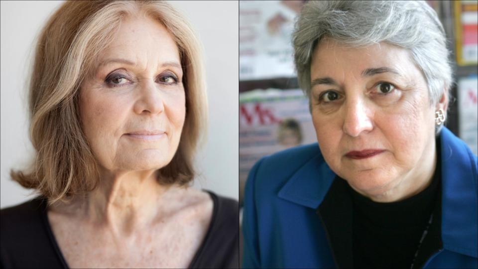 A diptych of Gloria Steinem and Eleanor Smeal.