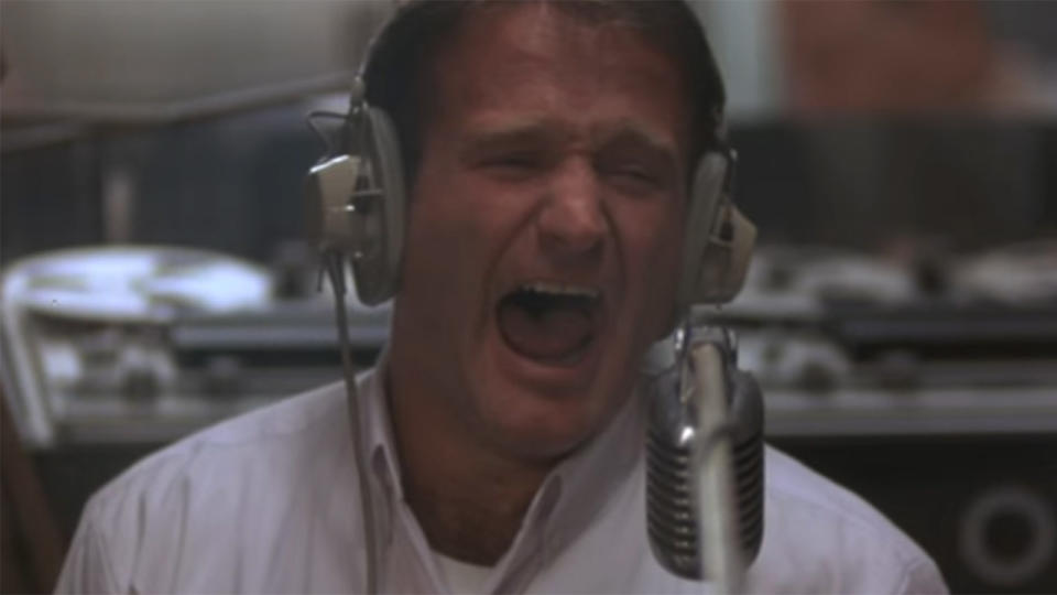 Robin Williams scene talking in Good Morning, Vietnam.