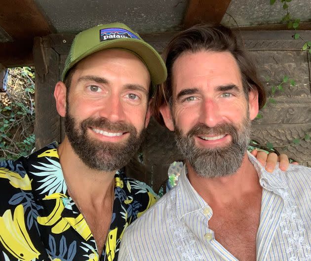 The author (left) and Tony the day after a mushroom ceremony in Florida.