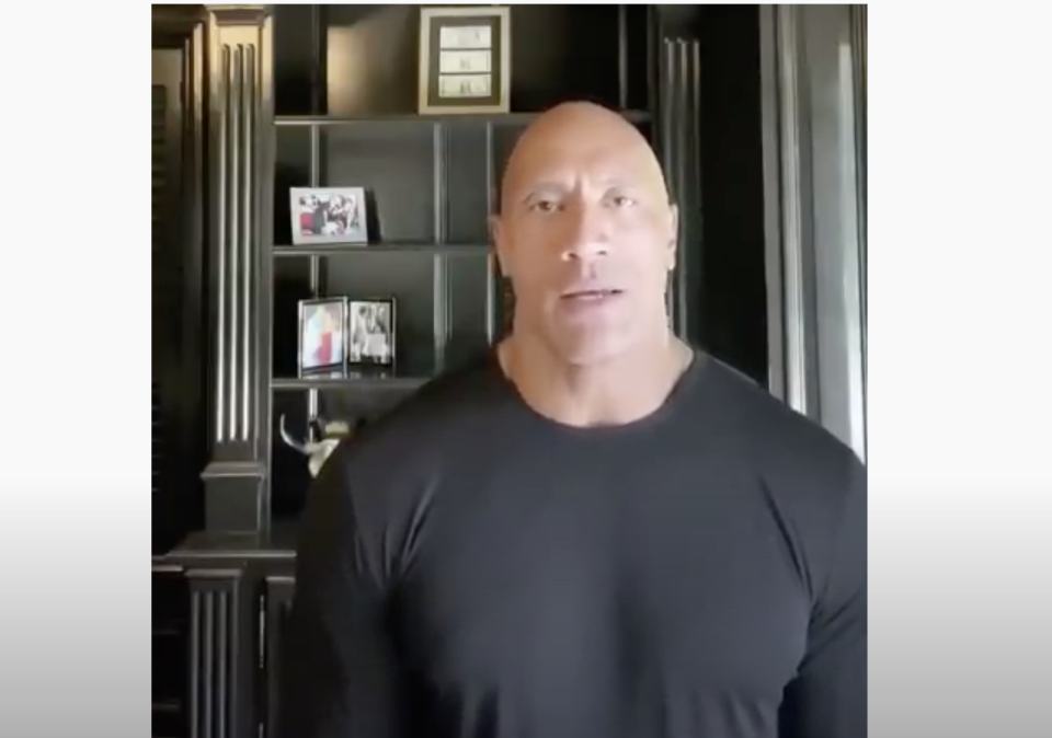 <p>影星巨石強森週四於個人IG帳號PO出自錄的一段影片 | Movie star and former wrestler Dwayne “The Rock” Johnson has released a video on Thursday. (圖｜截圖自IG影片 | Screenshot taken from The Rock’s IG video)</p>
