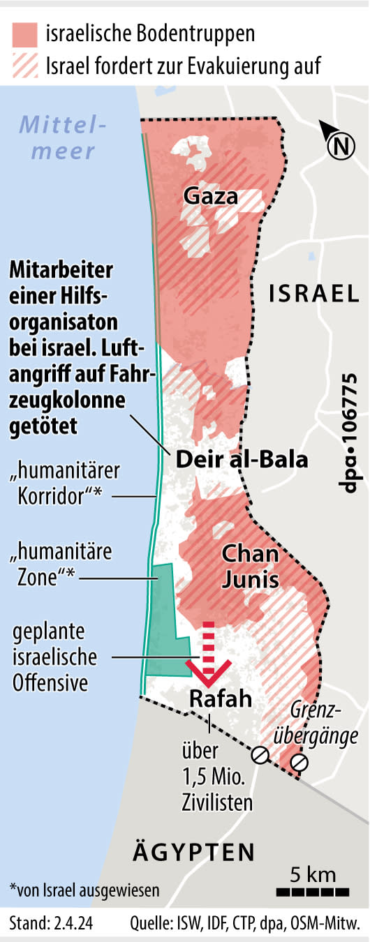 Militärische Lage im Gazastreifen. (Grafik: J. Reschke, Redaktion: J. Schneider/A. Brühl)