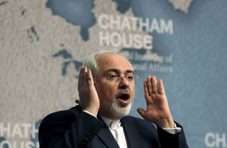 Iran's Foreign Minister Mohammad Javad Zarif speaks at Chatham House in London, Britain February 4, 2016. REUTERS/Neil Hall