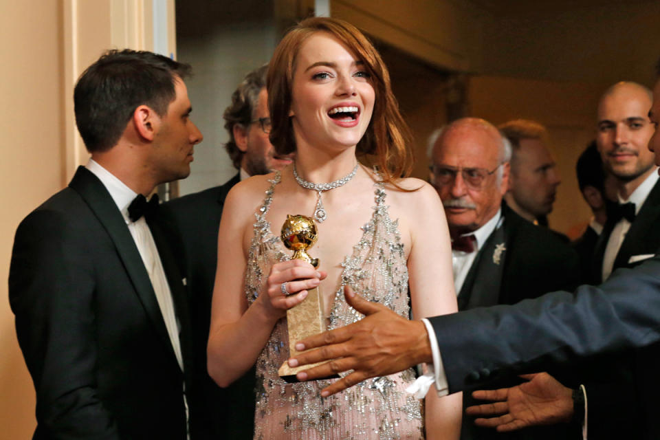 <p>Emma Stone ist nicht nur eine tolle Schauspielerin und talentierte Komödiantin. Sie kann auch wunderbar singen und tanzen, wie sie in "La La Land" bewiesen hat. Dafür gab es ihren ersten Golden Globe als beste Schauspielerin in der Sparte "Musical oder Komödie". (Bild: ddp images) </p>