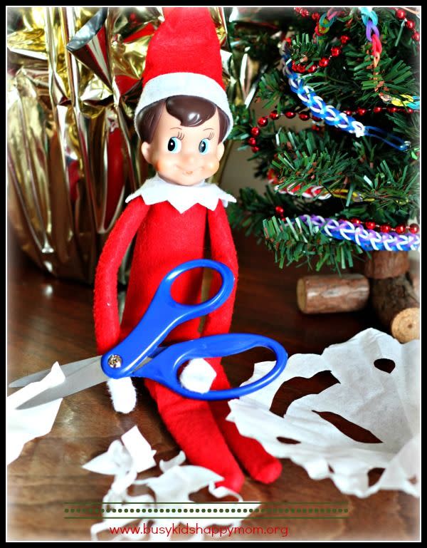 12) Elf on the Shelf Paper Snowflake Idea