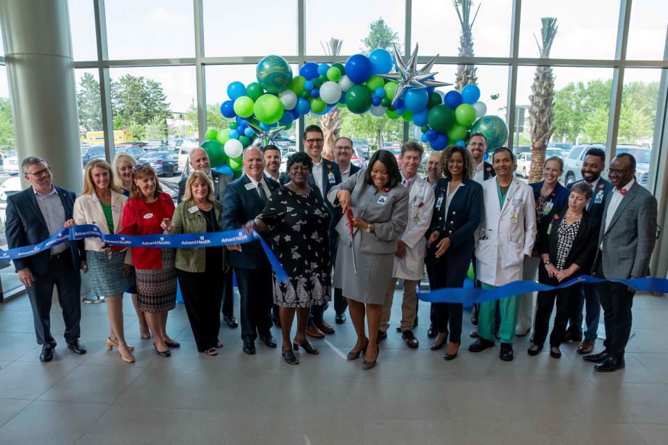Staff celebrates opening of AdventHealth Daytona's new medical office and ambulatory surgery center building in Daytona Beach, Thursday, April 11, 2024.