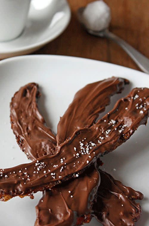 Nutella coated sweet and spicy bacon