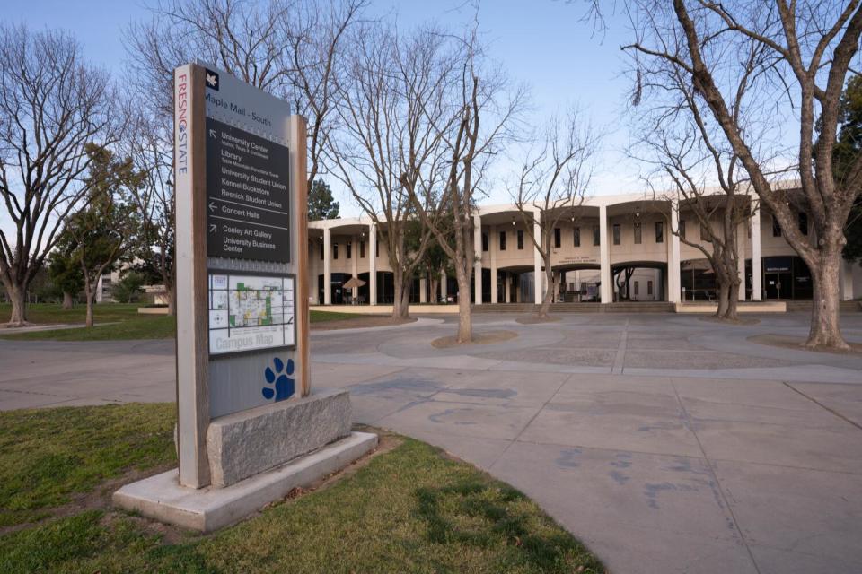 The Joyal Administration Building, home of the Dream Success Center office on the campus of Cal State Fresno.