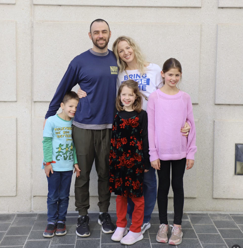 U.S. Navy Lt. Ridge Alkonis was reunited with his family Friday, Jan. 12, 2024 in Los Angeles after 18 months in detention.