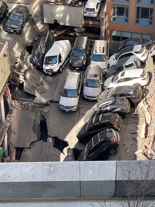 Aftermath of the collapse of a parking garage in the Manhattan borough of New York City