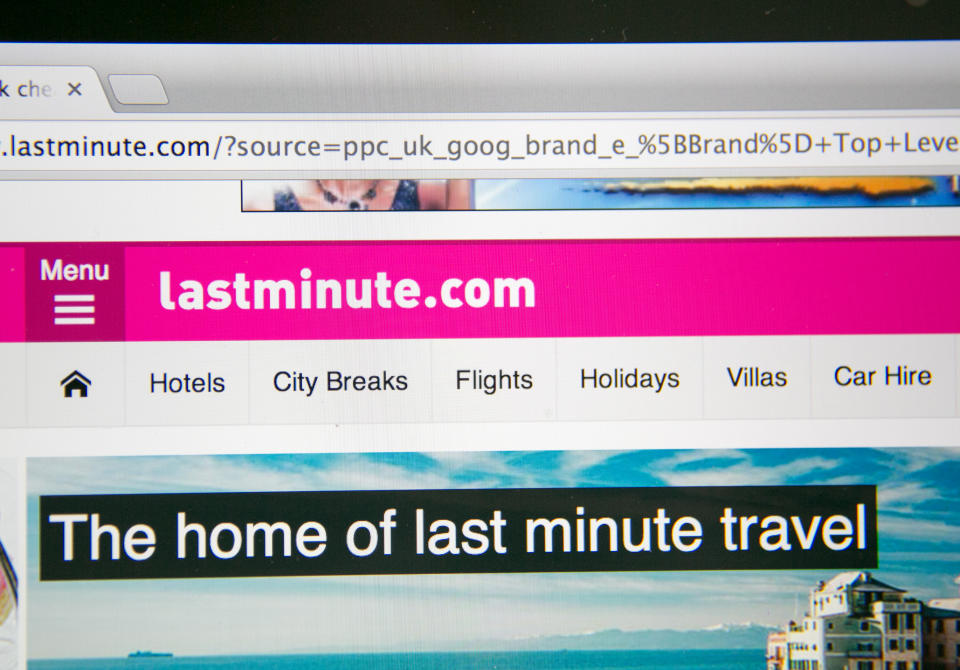 BRISTOL, UNITED KINGDOM - AUGUST 11:  In this photo illustration a laptop displays the Lastminute.com website on August 11, 2014 in Bristol, United Kingdom. This week marks the 20th anniversary of the first online sale. Since that sale - a copy of an album by the artist Sting - online retailing has grown to such an extent that it is now claimed that 95 percent of the UK population has shopped online and close to one in four deciding to shop online each week.  (Photo Illustration by Matt Cardy/Getty Images)