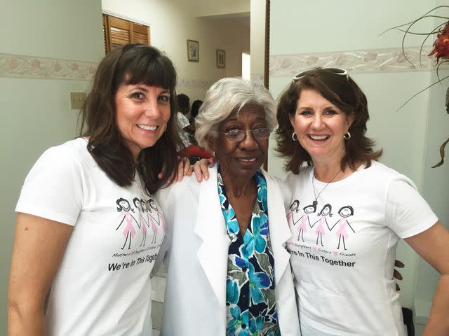 <p>RSM</p> Pursue Your Passion honoree Terri Andrews (far right, with friend and fellow breast cancer survivor Laura Renegar, far left, and a local doctor) helped 200 Jamaican women get mammograms.