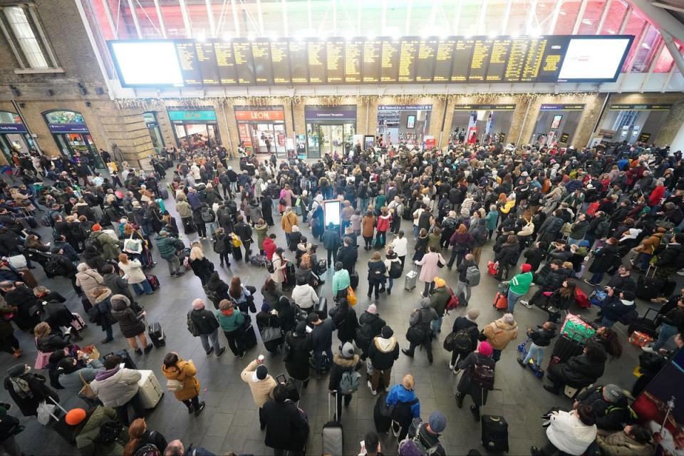 Signal failures and overrunning Christmas engineering works were causing travel chaos in London. Pictured: King's Cross station. (PA)