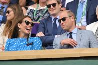<p>The royal accessorized with a pair of <a href="https://people.com/royals/royal-women-wearing-finlay-sunglasses-kate-middleton-meghan-markle-summer-style/" rel="nofollow noopener" target="_blank" data-ylk="slk:Finlay sunglasses" class="link ">Finlay sunglasses</a>, which is also a favorite brand of Meghan Markle's.</p>