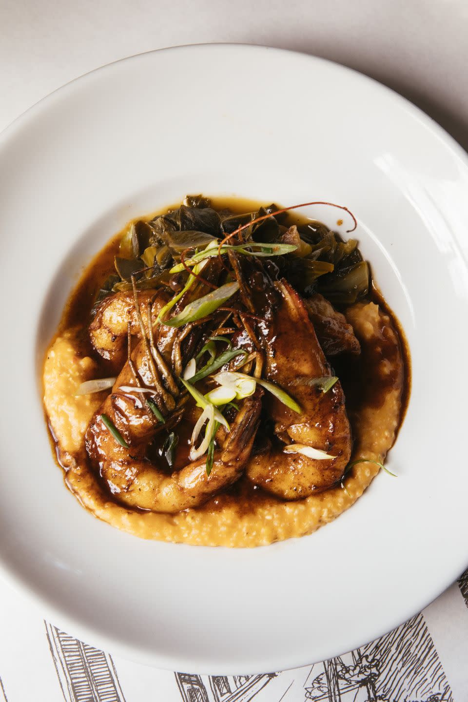 Barbecue Shrimp with Pimiento Cheese Grits at Bayona