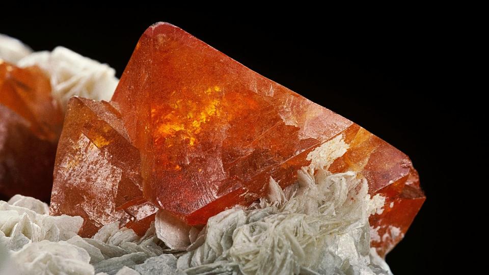 Orange potash crystal, close up. 