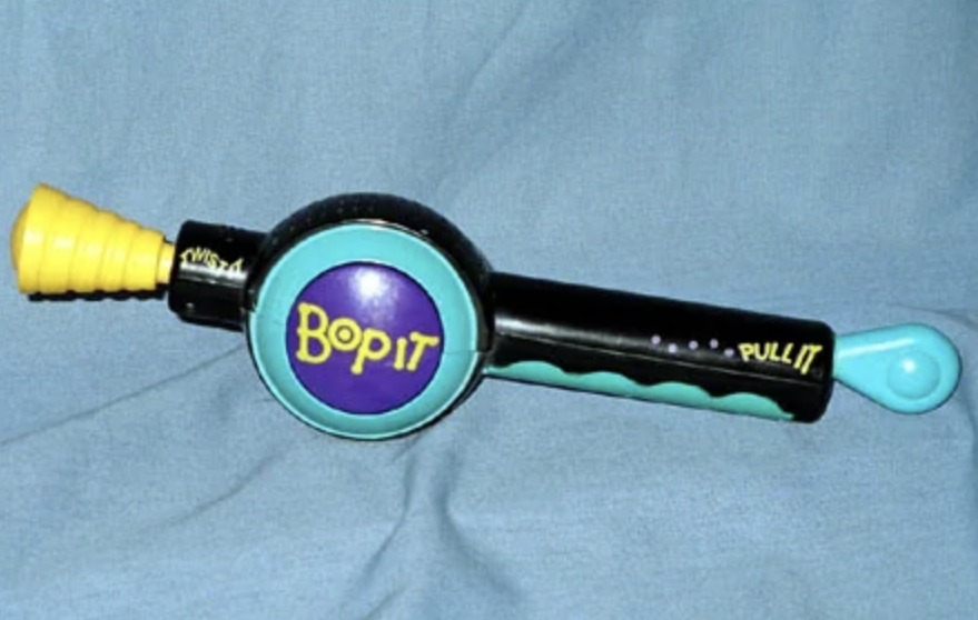 Original Bop It interactive toy with twistable, boppable, and pullable parts
