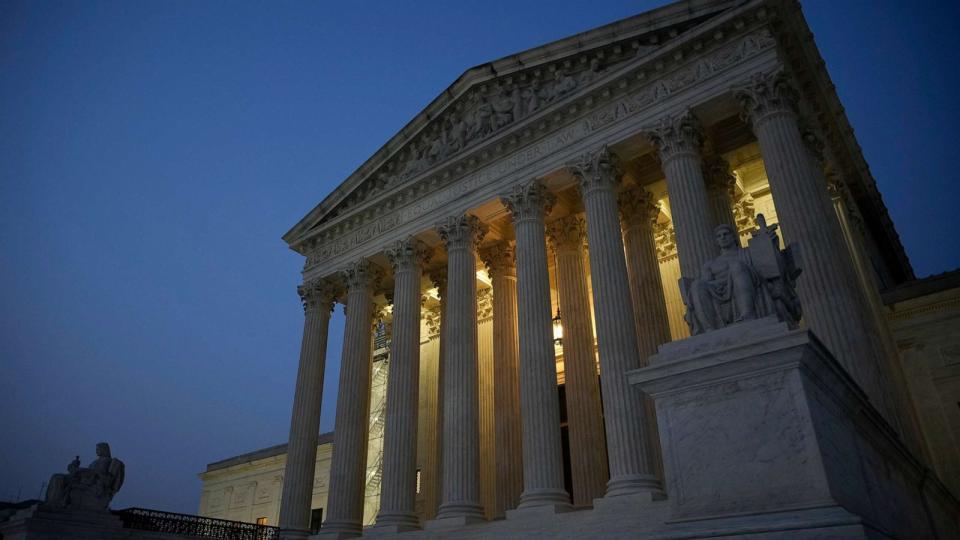 PHOTO: The U.S. Supreme Court is shown at dusk on June 28, 2023 in Washington, D.C. (Drew Angerer/Getty Images)