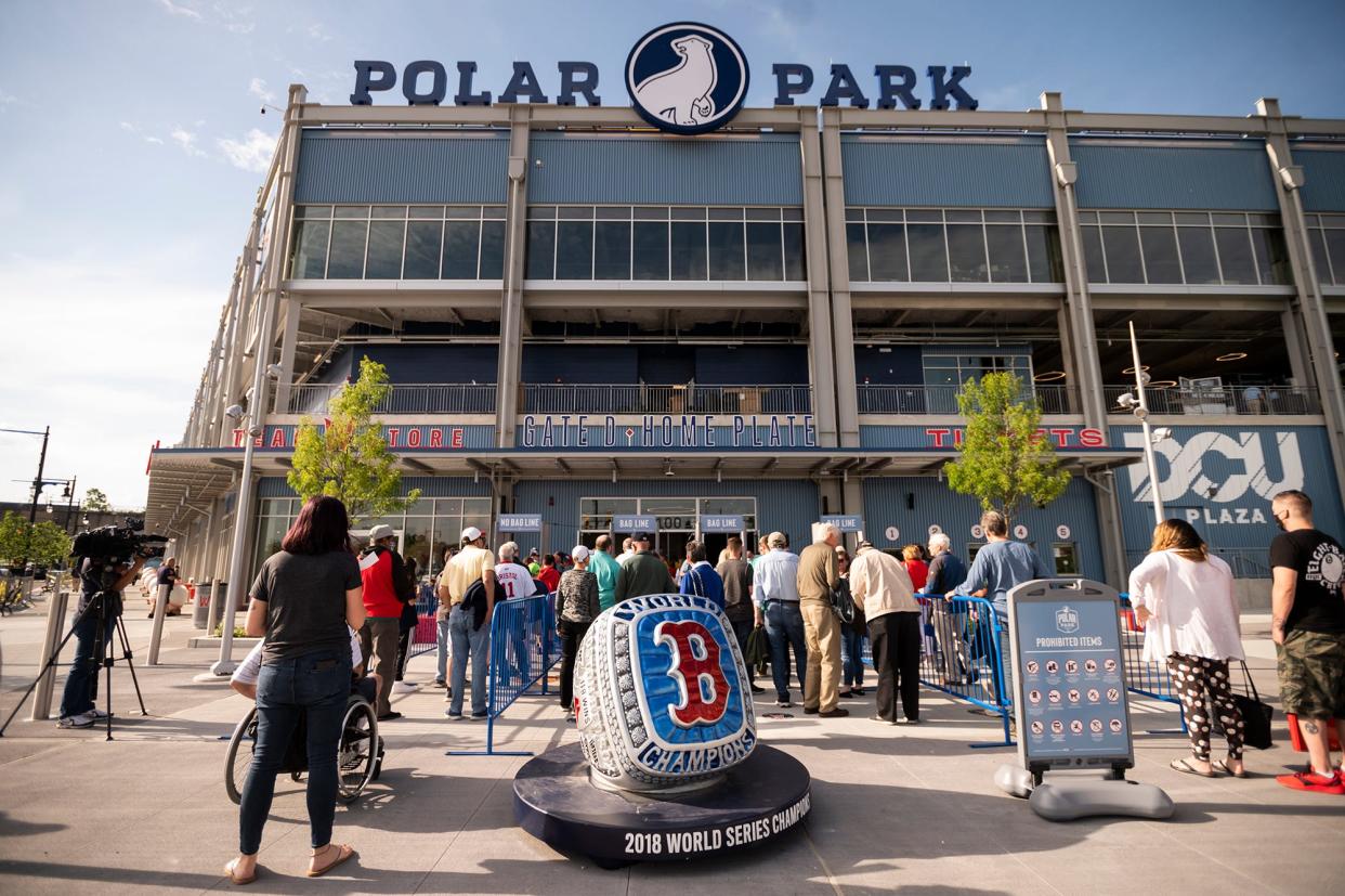 Fans enter Polar Park.