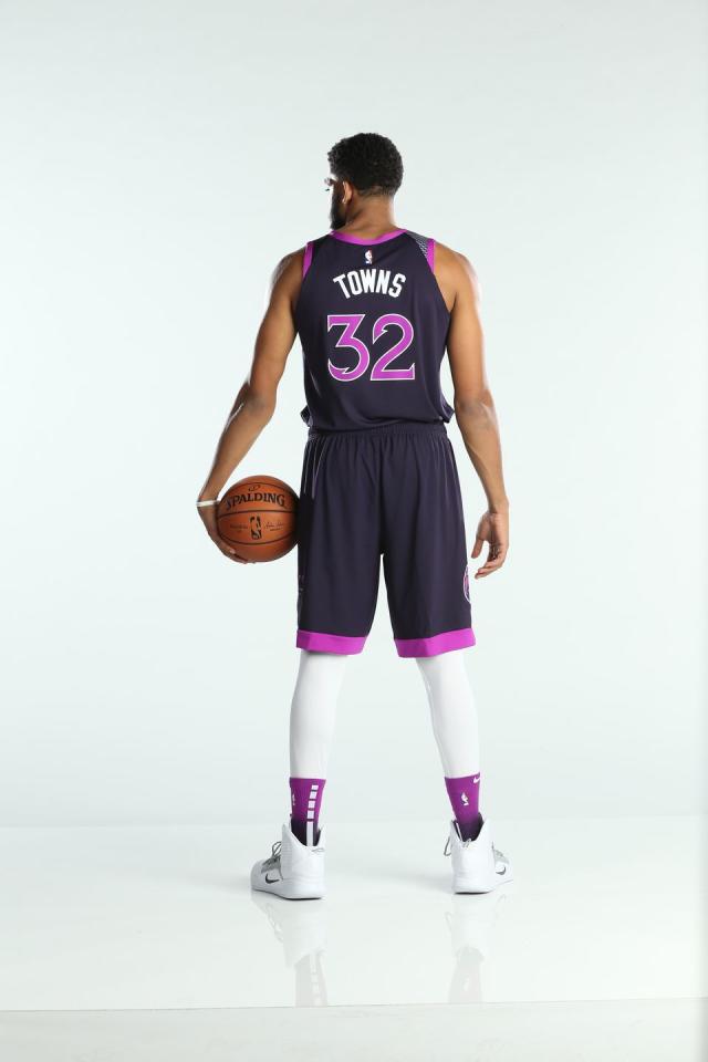 Minnesota Timberwolves TOWNS#32 Black And Purple NBA Jersey