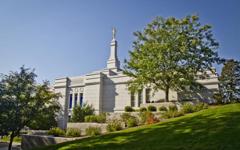 The Winter Quarters Nebraska Temple is built of white granite.