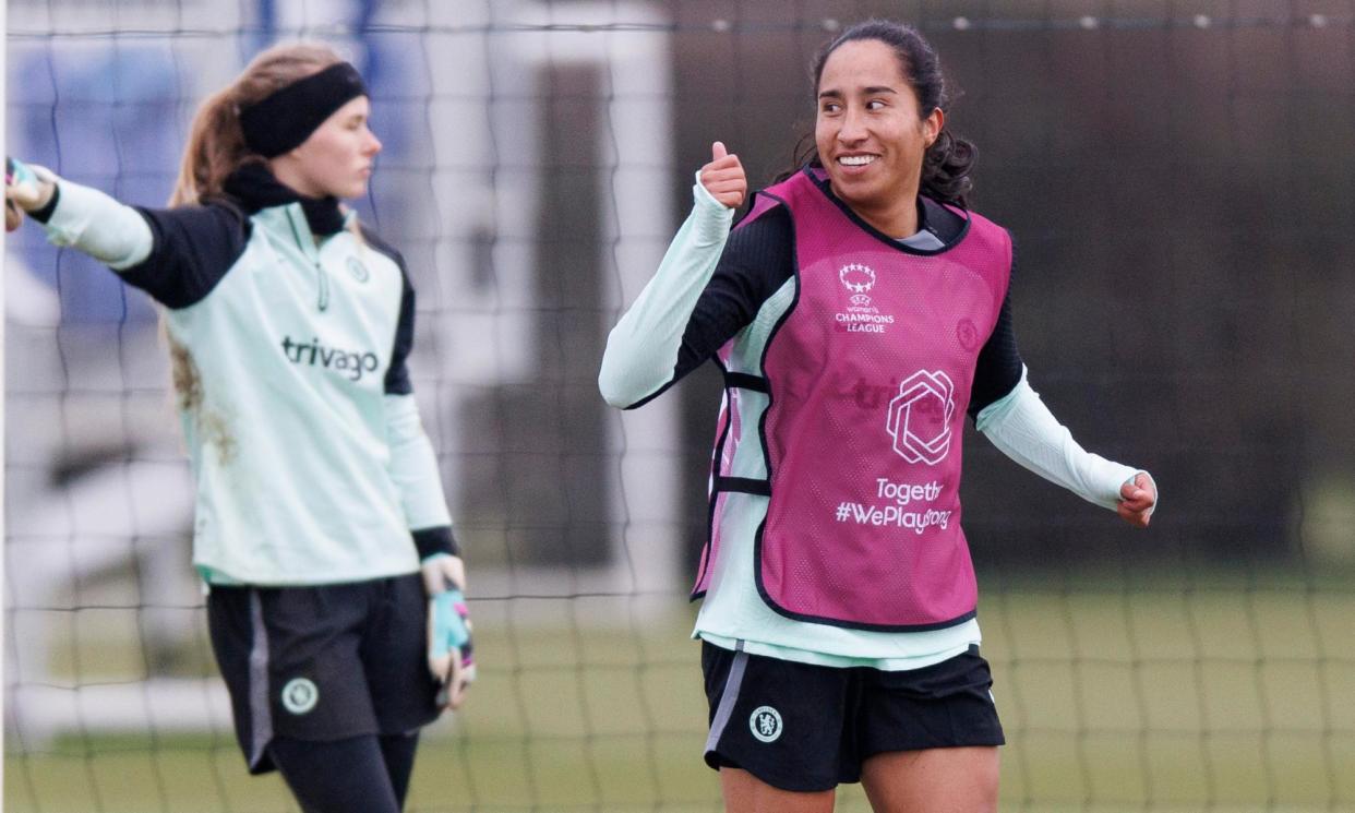 <span>Mayra Ramírez during Chelsea training this week. The Blues host Everton on Sunday.</span><span>Photograph: Tolga Akmen/EPA</span>