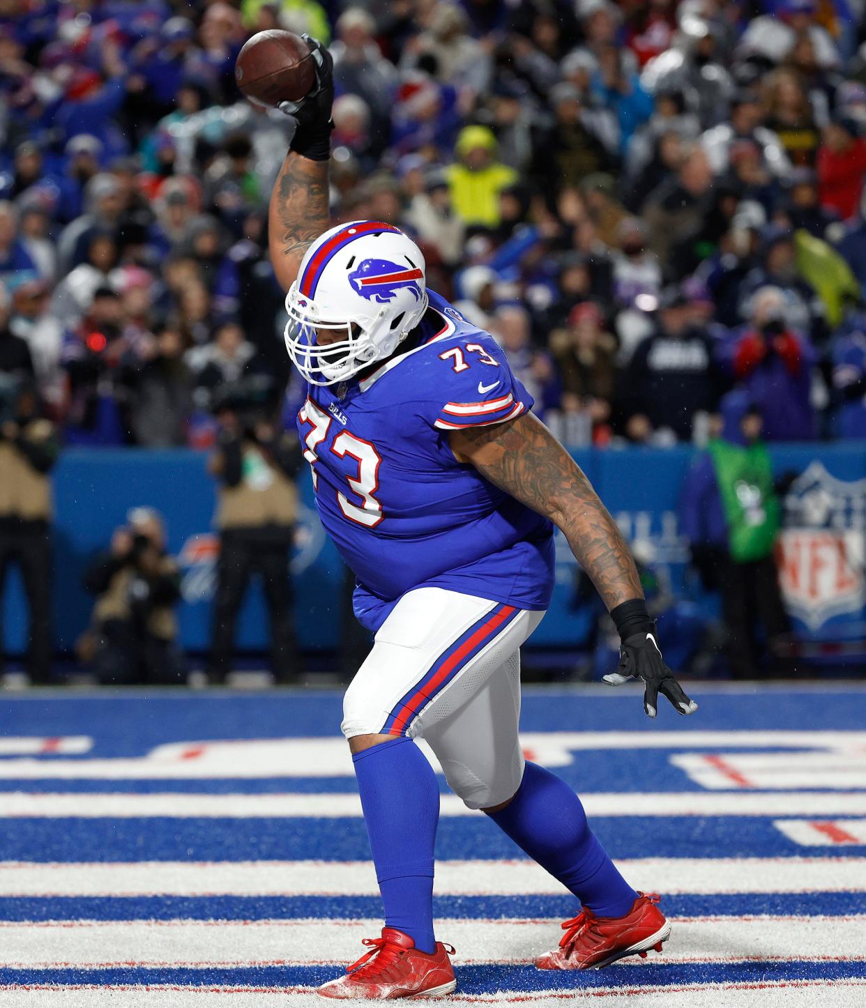 The Bills gave Dion Dawkins a three-year contract extension Monday.