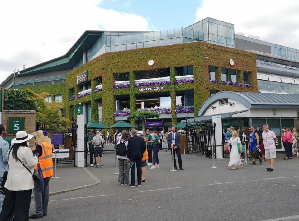 The Centre Court entrance at the 2022 Wimbledon Championships.