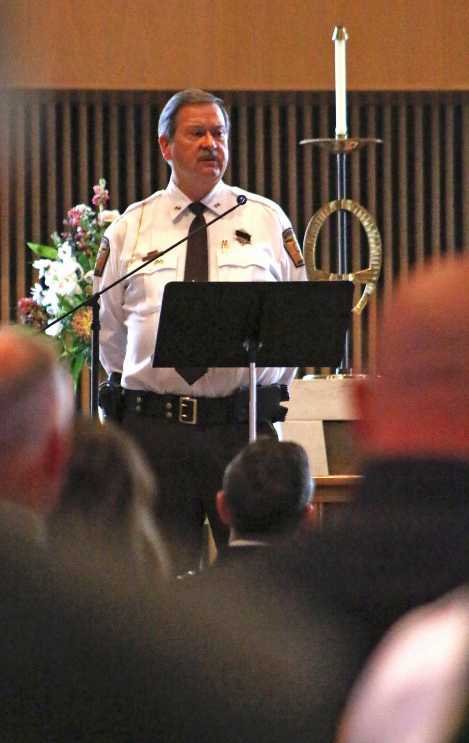 Sheriff Alan Cloninger speaks during an event for National Peace Officers Week held Thursday, May 19, 2022, at the Holy Communion Church on West Church Street in Dallas.