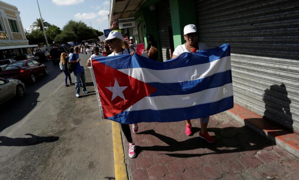 Cubans marching