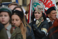 <p>Krakow celebrates Polish Independence Day and the 99th anniversary of the restoration of Poland’s sovereignty as the Second Polish Republic in 1918, on Saturday, Nov. 11, 2017, Wawl Castle, Krakow, Poland. (Photo: Artur Widak/NurPhoto via Getty Images) </p>