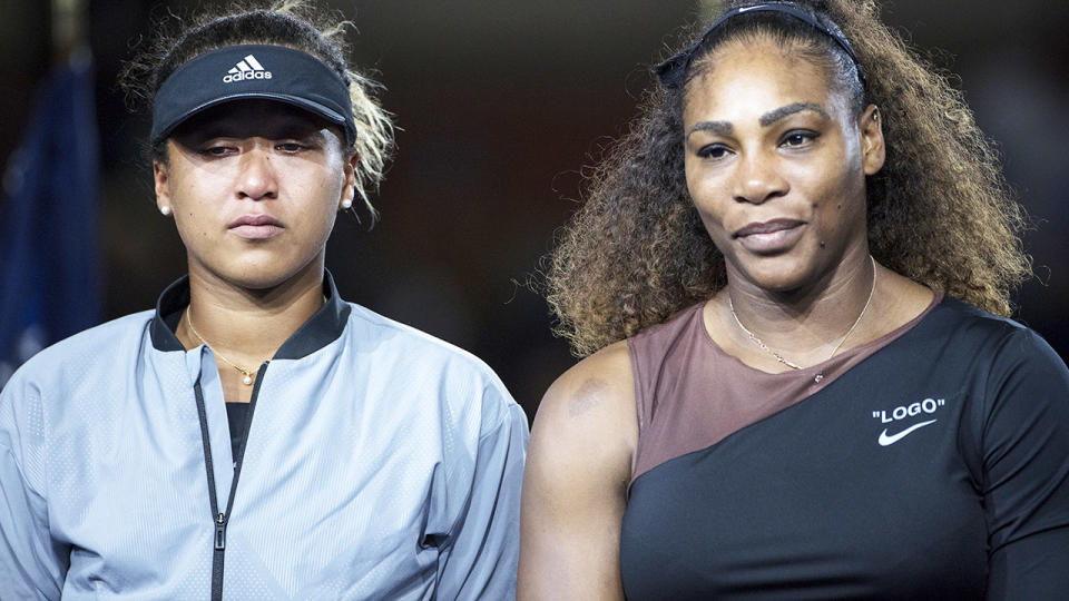 Naomi Osaka and Serena Williams, pictured here after the 2018 US Open final.