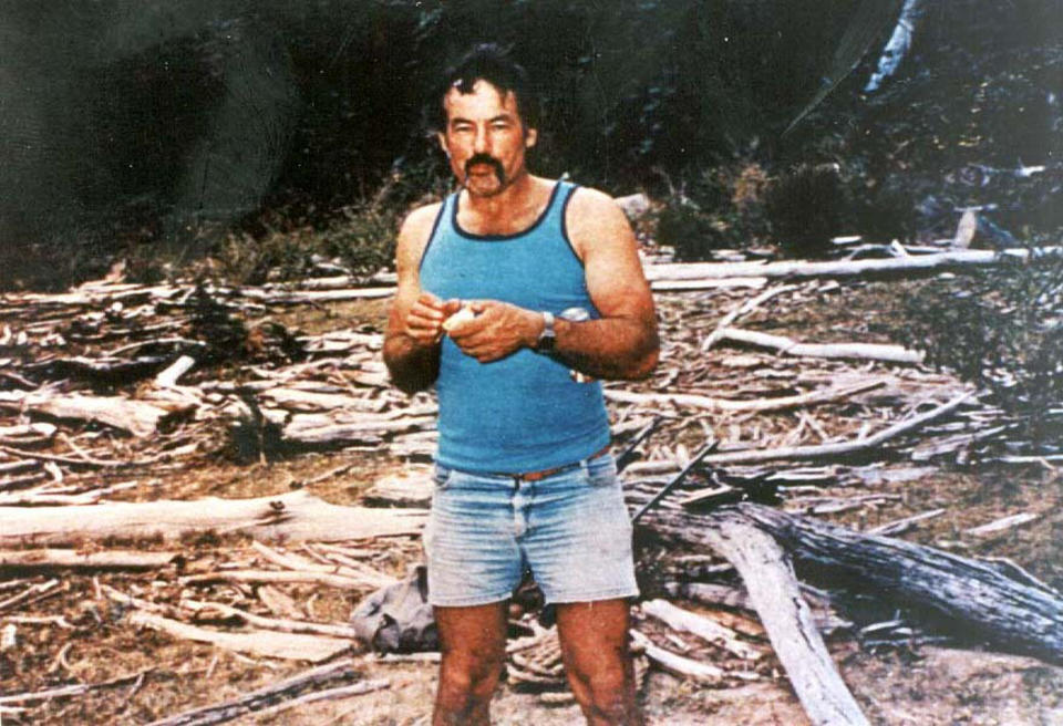 A supplied undated image shows backpacker murderer Ivan Milat in a forest.