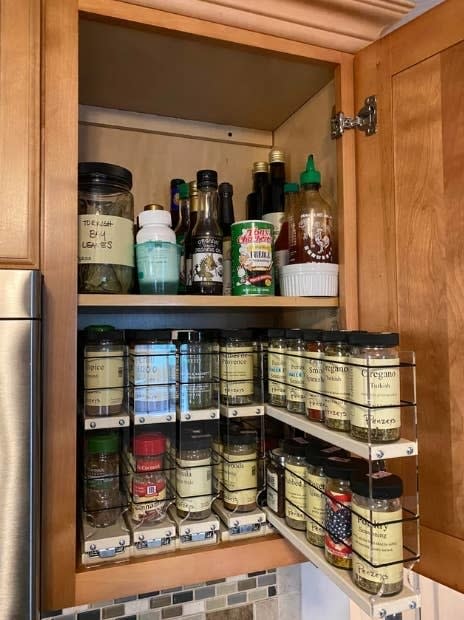 pull out spice cabinet in kitchen