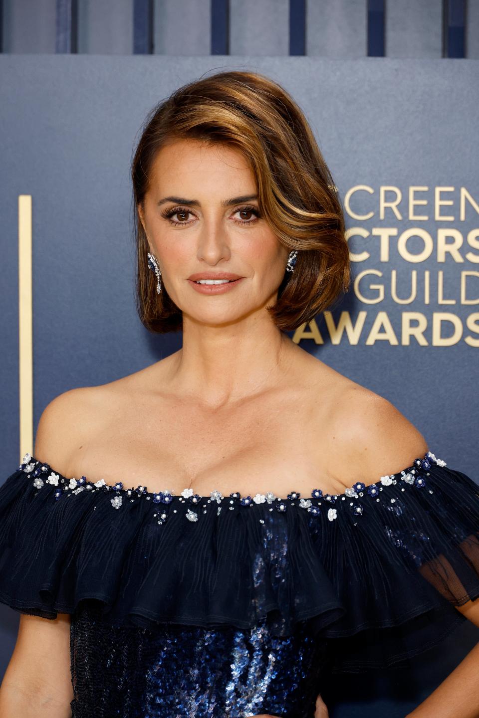 Penélope Cruz in an off-shoulder embellished gown at Screen Actors Guild Awards