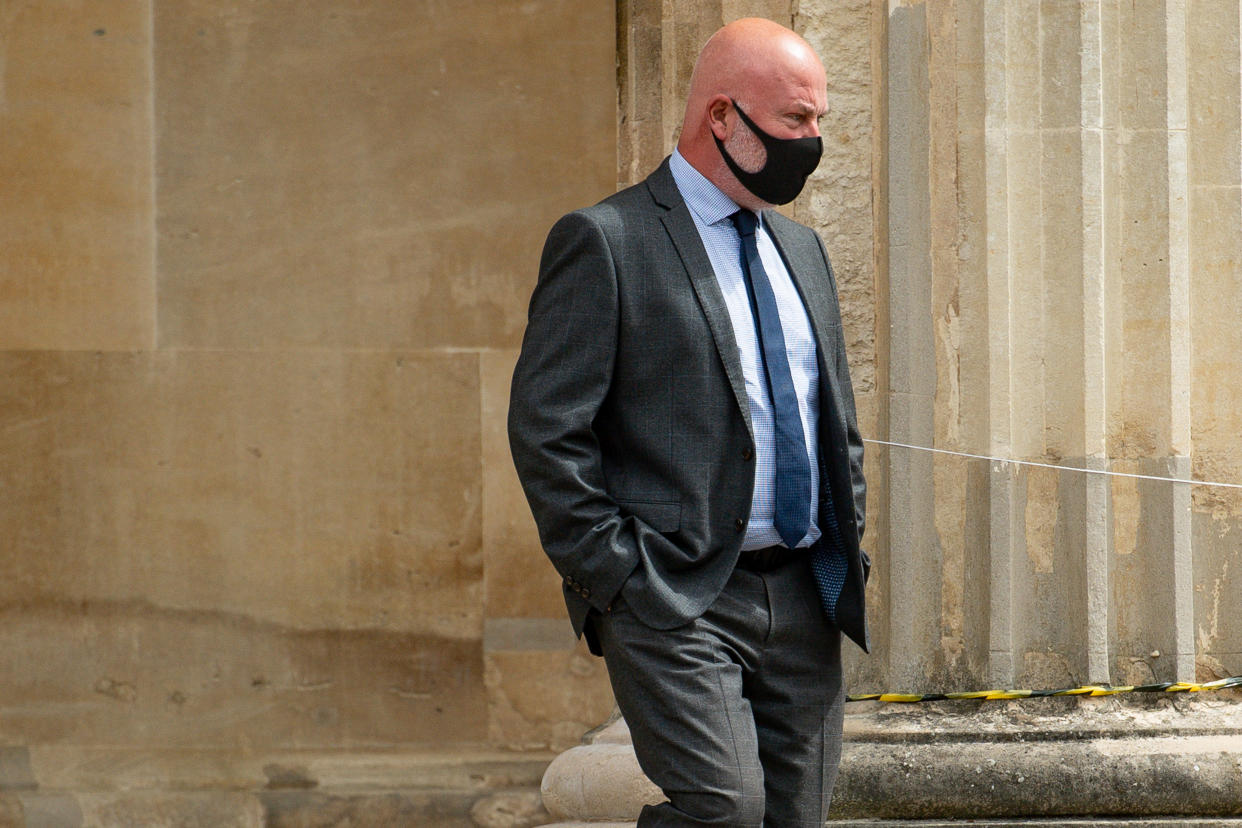 West Mercia Police Constable Michael Darbyshire, 52, leaves Worcester Crown Court where after facing charges of rape and five counts of sexual assault, his force has said. The PC, who is based at Worcester Police Station, has been suspended from his role. (Photo by Jacob King/PA Images via Getty Images)